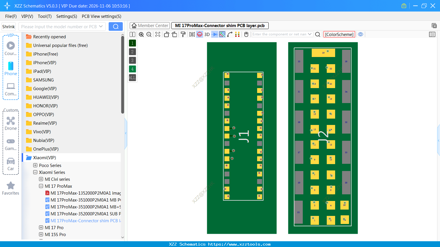 MI 17ProMax-Connector Shim PCB Layer